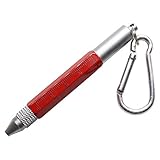 コンパクト 多機能ペン 手のひらサイズ カラビナ リング キーホルダー ボールペン スタイラスペン タッチペン 定規 ドライバー 持ち運び 文具 （カラビナ/レッド） PR-COPEN-CARA-RD