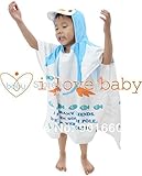 ブルーペンギンの赤ちゃんスプラッシュラップ浴室ローブのフード付きのタオル