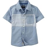 OSHKOSH(オシュコシュ) エンジニアストライプボタンフロントシャツ トップス半袖シャツ 5歳【並行輸入】