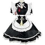 [MEYOIJK] メイド服 チャイナワンピース 胸空き セクシー コスプレ ロリータ ドレス 服 長袖 半袖 チャイナ風 中華風 コスチューム 制服 レディース メンズ セット 一式 可愛い メイドカフェ 学園祭 ハロウィン 女装 仮装 (半袖, 5XL)