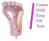 Sweet Baby Girl足印刷Its A Girl Foil Balloon forベビーシャワー、誕生日Come With Easyファイルチューブ