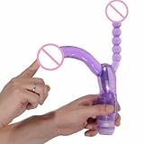 Dagly（TM）パープル/ピンクデ??ュアルプレジャーバイブレーター、G-スポット防水質感シャフトバイブレーターディルドとアナルビーズ刺激セックスのおもちゃ