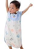 FEOYA スリーパー 新生児 出産祝い お誕生プレゼント 6重ガーゼ 綿100% 赤ちゃん キッズ 寝冷え防止 0歳～3歳【ベビー/ブルークマ】