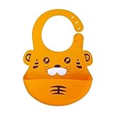 Hubo シリコンよだれかけ FDA安全認証 ベビー 赤ちゃん 防水 サイズ調整でき 持ち運び 六ヶ月以上 かわいい (黄)