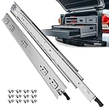 ToBeGreat 重量用 スライドレール 800MM ロック付き 幅51MM 3段 取り外し可能 Heavy Duty 引き出しレール 工業用 スライド レール キャラバン 棚 荷台用 サイドマウント 白い ネジ付き 2本入（ペア）