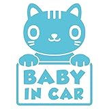 imoninn BABY in car ステッカー　【シンプル版】　No.24　ねこさん　（水色）