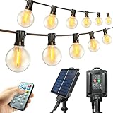 Meetaa ソーラーG40 LEDストリングライト 7.5m 13球 PC素材 電球色 防雨型 リモコン タイマー付き 屋外用 ガーデン イルミネーション