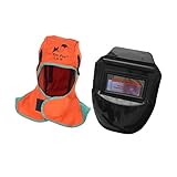 Fenteer オレンジ　保護フード　溶接ネックプロテクター　溶接ヘルメット　安全保護ヘルメット　セット