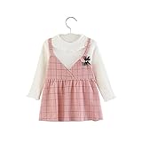 FEVON　ワンピース　キッズ　女の子　2点セット　ニットセーター+サロペットスカート　長袖　ベビー　秋　冬　子供服　ガールズ　可愛い　チェック柄　ブローチ付き　赤ちゃん　女児　セットアップ