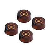 Healifty コントロールノブ　ロータリーノブ　スピード　トーン　ラウンド　エレキギター用　ギターパーツ交換　4ピース（茶色）