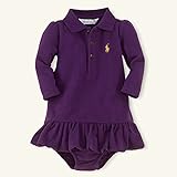 ポロラルフローレン ワンポイント 長袖ワンピース パープル (女の子3～9か月用) 9M [並行輸入品]