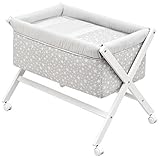 Cambrass Small Bed/Crib X Wood Une with Canopy (55 x 87 x 74 cm, Star Grey) by Cambrass