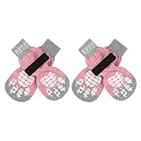 PUPTECK 犬 靴下 滑り止め マジックテープ付き 脱げない 舐め防止 肉球保護 通気性 柔らかい 介護 サポート 転倒防止 犬用靴下 4個セット 可愛い 屋内用 老犬 シニア犬 小型犬 中型犬 大型犬 (ピンク, XSサイズ)