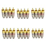 RCAプラグ 金メッキ RCA端子 ピンプラグ スピーカー アンプ はんだレス 端子 オス アダプタ ケーブル コネクタ 自作 交換 16個