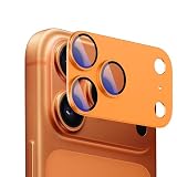 Apapeyaカメラ保護フィルム iPhone 17 Pro 用 カメラカバー 【宇宙航空アルミ合金材料】+9H強化ガラス 耐衝撃 全面保護 サンドブラスト処理 一体感/露出オーバー防止/AR高透過率/2025秋発売 アイフォン 17 プロ 対応カメラ保護フィルム ぴったりフィット(オレンジ)