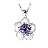 おしゃれ 花 ペンダント ジルコン ネックレス S925 シルバー ネックレス ジュエリー アクセサリー パーティー 結婚式 ウエディング 冠婚葬祭 ブラックフォーマル 入園式 卒園式 入学式 卒業式