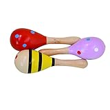 Monique 3Pcs Baby Wooden Maracas Shakers Sand Hammer Kid Early Educational Rattle Toys Set [並行輸入品]