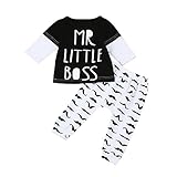 Tovadoo 子供服 ベビー服 男女共用 トップス+ズボン セットアップ 長袖 秋冬 アルファベット柄 口ひげ柄 可愛い 部屋着 保育園