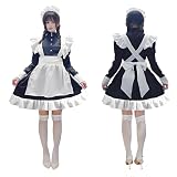 [IRIWA] 英国風 メイド服 ショート 黒白 ワンピース ハロウィン コスプレ衣装4点セット クラシカル 長袖 女性 男性用 大きいサイズ メイド コスチューム (ワンピース エプロン カチューシャ グローブ) (XXL)
