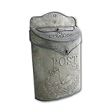 小鳥のイラストとブルーの縁取りが印象的なブリキポスト。オールドブリキポスト　　ez-80