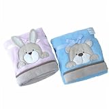 Soft Fleece Baby Blanket With A Cute Bunny Or Bear With Crinkle Ears To keep Baby Happy - Pink by Ch