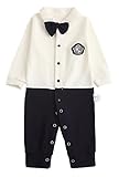 Youchan（ヨウチャン）赤ちゃん 新生児 キッズ 子供服 長袖 蝶ネクタイ おしゃれなロンパース カバーオール ボディオール 出産祝い かわいい お出かけ 90cm 春 秋 冬 (ブラック)