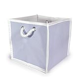Polka Dot Foldable Canvas Storage Basket - Blue - Small by The Lucky Clover Trading