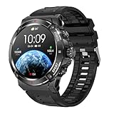 JUSUTEK 2024 業界新登場 高級 GPSアウトドアスポーツスマートウォッチ通話機能付き,内蔵GPS測位,オフライン地図,1.43インチAMOLED金属丸型腕時計,羅針盤,海抜,気圧計,IP68防水,Bluetooth5.3,耐熱耐寒破壊防止,長時間使用可能,女性機能,ストップウォッチ,着信電話,Line通知表示，iphone&アンドロイド対応,お贈り物，日本語対応 (黒)