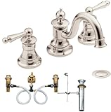 Moen TS418NL-9000 Waterhill Two-Handle High Arc Bathroom Faucet with Valve, Nickel by Moen