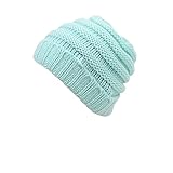 HUHU ニット キャップ 帽子 子供用 フリーサイズ 無地 かわいい 防寒 (クリスタルブルー)