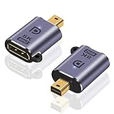 Poyiccot Mini DisplayPort to DisplayPort 変換アダプタ 8K、DP 1.4 超高速 Mini DPオス- DPメスアダプタ双方向伝送Mini-DisplayPort 変換アダプタ対応 8K@60HZ, 4K@144Hz 解像度, 2個セッ