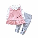 Milkiwai 女の子 （Ｔシャツ＋ジャンパースカート＋ロングパンツ）3点セット カジュアル 幼児 綿 韓国風 size 100 (ピンク)