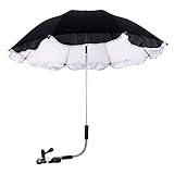 トトハウス(TOTO HOUSE) 汎用ベビーカー用日傘 日除け UV遮断 勝てに曲げる 調整可能 稳固 防風 (ブラック)