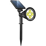 Warmoon ソーラーライト（第四世代） 屋外 LEDスポットライト 夜間自動点灯 配線不要 電気代不要 連続点灯約36時 間壁 玄関先 芝生 ガーデンライト アウトドアソーラーled照明 (ウォー