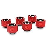 EKWB ek-acf圧縮継手forソフトチューブ、10 / 16 mm ( 3 / 8 " ID、5 / 8 " OD )、レッド、6パック