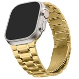 [HITZEE] メタル Band コンパチブル Apple Watch バンド 49mm 46mm （シリーズ 11/10） 45mm 44mm 42mm（シリーズ 3/2/1） ステンレススチール製交換用メンズ/レディースバンド Apple Watch Ultra 3/2/1 シリーズ 11 10 9 8 7 SE3/2/1 6 5 4 3 2 1 に対応 (金)