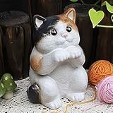 信楽焼　猫　ねこ　ネコ　おねだり猫【ok-0027】　陶器　しがらき焼　焼き物　動物　置物　ガーデンオーナメント　庭 縁起物