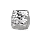 Torre & Tagus 900101 Mecca Hammered Oval Vase, Short Chrome