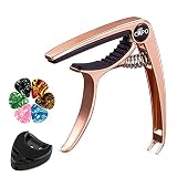 【Amazon限定ブランド】 ギター カポタスト ワンタッチ ギター カポ アコギカポ エレキギター カポタスト エレキギター フォークギターウクレレ用 亜鉛合金（ローズゴールド）