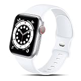 QLTYPRI バンド 対応 Apple Watch アップルウォッチ バンド 30mm 40mm 42mm 44mm シリコン ベルド ソフト スポーツバンド 交換バンド 女性 男性 ストラップ アップルウォッチシリーズ 適応 iWatch Ultra SE Series 8/7/6/5/4/3/2/1(38mm/40mm,M/L, ホワイト)