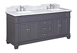 Kitchen Bath Collection KBC5972GYCARR Elizabeth Bathroom Vanity with Marble Countertop Cabinet with 