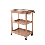 キッチンワゴン タイル 天板 カントリー キッチン キッチンラック キャスター 収納 木製 スリム タイルトップ3段ワゴン (カントリーブラウン)