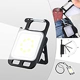 ライト 懐中電灯 ledライト cobライト ミニ投光器 カラビナ 30g軽量 高輝度 4種点灯モード キーホルダー式 緊急照明用 栓抜き付