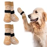 BINGPET 犬 靴下 滑り止め付き 犬用靴下 4個セット 犬用 足カバー 防滑ソックス 柔らかい 脱げにくい 犬ソックス かわいい 転倒防止 通気性 室内履き 老犬 介護 フローリング対応 犬靴下 舐め防止 おしゃれ 小型犬 中型犬 大型犬 (ピンク, L)