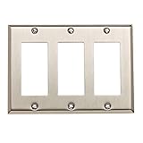 Baldwin 4740.150。CDクラシックスクエアベベルエッジTriple漏電遮断器スイッチプレート、サテンニッケルby Baldwin