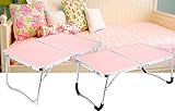 DEWEL 折り畳みサイドテーブル　折りたたみローテーブル ノートパソコンスタンド　 サイドテーブル カラフル スリム 折れ脚 コンパクト ポータブルテーブル・キャンプ・アウトドア 折畳テーブル ベッド ソファ 利用可能 (ピンク)