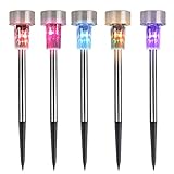 SIKIWIND ソーラーチャージLEDライト 昼白色/RGBW IP44 芝生ライト 庭園装飾 自動点灯 5個セット (7彩)