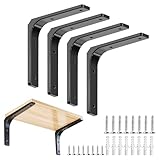 [Xpang]棚受け金具 棚受けブラケットL字金具 耐荷重85kg 壁掛け吊り棚 金具棚うけ 部屋 キッチン L字金具 スチール製 省スペース DIY 収納 アクセサリーネジ付 (黒, 200ｍｍ×150ｍｍ×30ｍ-4個)
