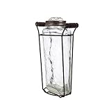 Creative Co-Op DA2582 Glass Vase with Metal Flower Lid 8.5-Inch [並行輸入品]