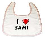 Baby Bib with I Love Sami (first name/surname/nickname) by Shopzeus